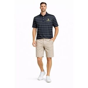 Pebble Beach Golf Men's Polo Shirt XLarge Black‎ Striped Short Sleeve